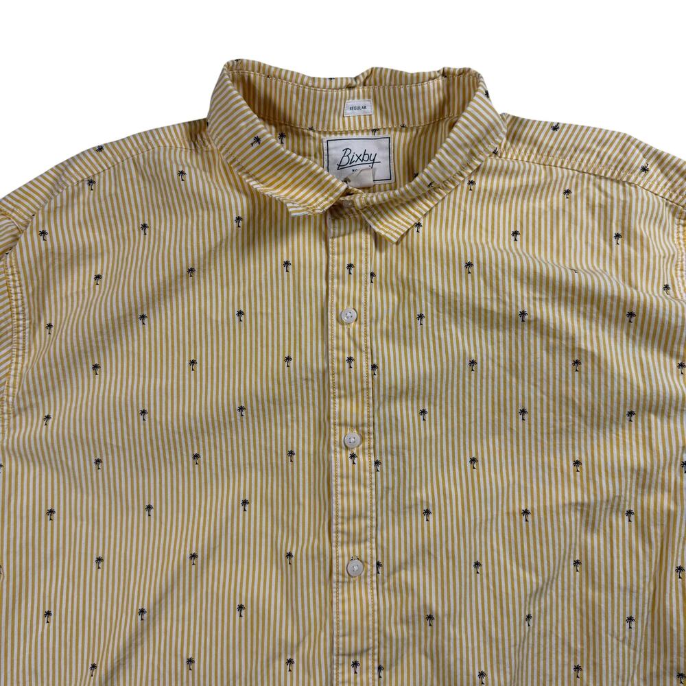 Bixby Nomad Men’s XXL Short Yellow Stripe Palm Tree Button Up Shirt XXL Short